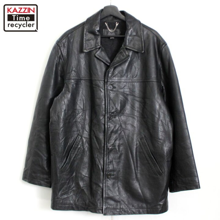 90s VINTAGE J.CREW レザージャケット カーコート BLACK