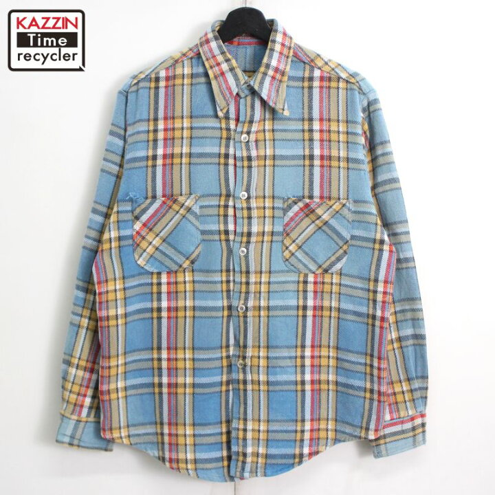 楽天市場】70s ヴィンテージ チェック柄 ヘビーネルシャツ 長袖シャツ  