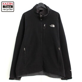 00s ノースフェイス THENORTHFACE ロゴ ソフトシェル フリースジャケット 古着 ★ メンズ 表記XLサイズ ブラック