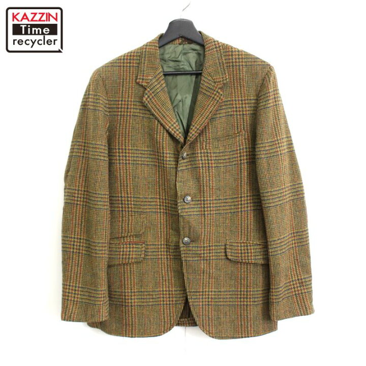 中古】イヴサンローラン ヴィンテージチェック金ボタンジャケット ノー  