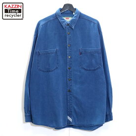 【中古】90s ヴィンテージ リーバイス Levi's 長袖シャツ 古着 メンズ 表記XLサイズ ブルー