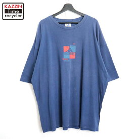 【中古】90s USA製 ヴィンテージ アディダス adidas サッカー 半袖Tシャツ 古着 メンズ 表記XXLサイズ ブルー