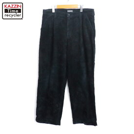 P10倍! 【中古】00s croft&barrow ツータック コーデュロイ パンツ 古着 メンズ Lサイズ相当 ネイビー