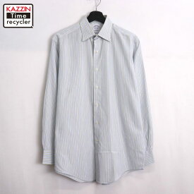 【中古】90s USA製 ヴィンテージ ブルックスブラザーズ Brooks Brothers ストライプ柄 長袖シャツ 古着 メンズ Lサイズ相当 ライトブルー・ホワイト