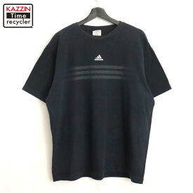 【中古】90s ヴィンテージ アディダス adidas 半袖Tシャツ 古着 メンズ 表記XLサイズ ブラック