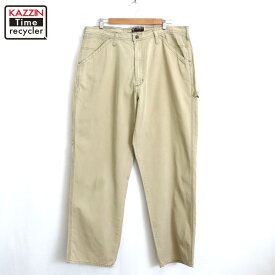 【中古】00s ポロジーンズ POLO JEANS ペインターパンツ 古着 メンズ XL~サイズ相当 ビッグサイズ オーバーサイズ ベージュ