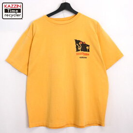 【中古】90s USA製 ヴィンテージ アディダス adidas バスケットボール スポーツ 半袖Tシャツ 古着 メンズ 表記Lサイズ イエロー