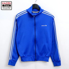 【中古】80s ヴィンテージ アディダス adidas トラック ジャケット 古着 キッズ 表記164サイズ ブルー