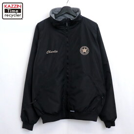 【中古】90s ヴィンテージ 裏地フリース ナイロンジャケット 古着 メンズ 表記Lサイズ ブラック