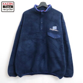 【中古】90s USA製 ヴィンテージ プルオーバー フリースジャケット 古着 メンズ 表記XLサイズ ネイビー