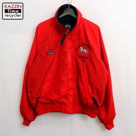 【中古】80s ヴィンテージ コロンビア Columbia カレッジ 裏地フリース ナイロンジャケット 古着 メンズ 表記XLサイズ レッド