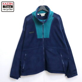 【中古】90s ヴィンテージ コロンビア Columbia フリース ジャケット 古着 メンズ 表記XLサイズ ネイビー
