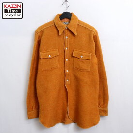 【中古】30s ヴィンテージ ROOSTER BRAND ワーク ウール 長袖シャツ 古着 メンズ Mサイズ相当 オレンジ