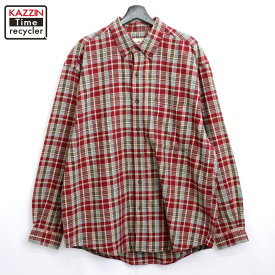 【中古】00s エディー・バウアー Eddie Bauer チェック柄 ボタンダウン ネル 長袖シャツ 古着 メンズ 表記Lサイズ レッド