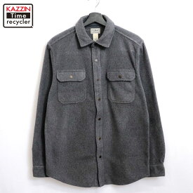 【中古】00s エルエルビーン L.L.Bean 無地 エルボーパッチ フリース 長袖シャツ 古着 メンズ 表記Sサイズ グレー