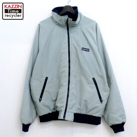 【中古】90s USA製 ヴィンテージ ランズエンド LANDS' END シェル 裏地フリース ナイロンジャケット 古着 メンズ 表記XLサイズ グレー・ネイビー