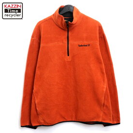 【中古】00s ティンバーランド Timberland ハーフジップ フリースジャケット 古着 メンズ 表記XLサイズ オレンジ