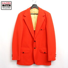 【中古】70s ヴィンテージ テーラードジャケット 古着 メンズ Mサイズ相当 オレンジ