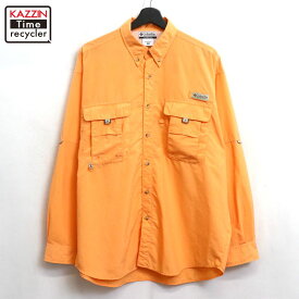 【中古】00s コロンビア Columbia PFG フィッシング ボタンダウン 長袖シャツ 古着 メンズ 表記Mサイズ オレンジ
