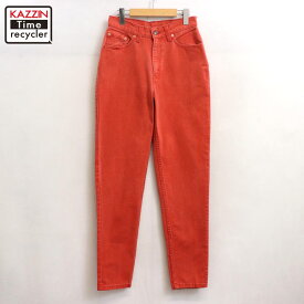【中古】90s USA製 ヴィンテージ リーバイス Levi's 512 カラー デニムパンツ 古着 レディース 表記Lサイズ オレンジ