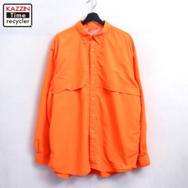 【中古】00s エルエルビーン L.L.Bean ボタンダウン 長袖シャツ 古着 メンズ 表記XLサイズ オレンジ