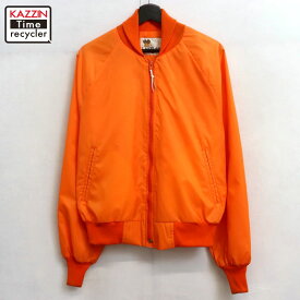 【中古】70s ヴィンテージ LAKELAND レイクランド ショールカラー ナイロンジャケット 古着 メンズ Lサイズ相当 オレンジ