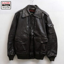 【中古】80s ヴィンテージ Wilson ウィルソン A-2タイプ レザージャケット 古着 メンズ XL~サイズ相当 ビッグサイズ オーバーサイズ ブラウン