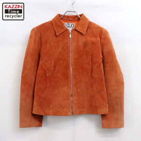 【中古】00s SUPEDE CLIO レザー スエード ジャケット 古着 レディース Lサイズ相当 オレンジ