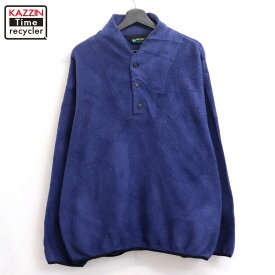 【中古】90s USA製 ヴィンテージ プルオーバー フリースジャケット 古着 メンズ 表記Lサイズ ネイビー