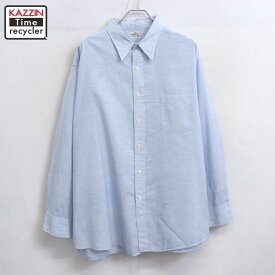 【中古】60s ヴィンテージ マチ付き 長袖シャツ 古着 メンズ 表記18 1/2サイズ ライトブルー