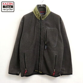 【中古】90s USA製 ヴィンテージ パタゴニア patagonia シンチラ フルジップ フリースジャケット 古着 メンズ 表記Sサイズ グレー