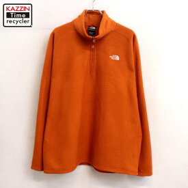 【中古】00s ノースフェイス THENORTHFACE ハーフジップ フリースジャケット 古着 XL~サイズ相当 ビッグサイズ オーバーサイズ オレンジ