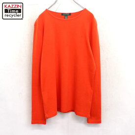 【中古】00s ラルフローレン RALPH LAUREN 長袖Tシャツ 古着 レディース 表記Lサイズ オレンジ