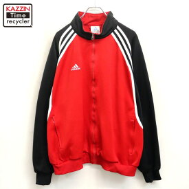 【中古】00s アディダス adidas トラックジャケット 古着 メンズ 表記Lサイズ レッド・ブラック