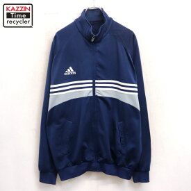 【中古】00s アディダス adidas ジャージ トラックジャケット 古着 メンズ XL~サイズ相当 ビッグサイズ オーバーサイズ ネイビー