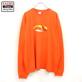 【中古】00s オールドネイビー OLD NAVY サーフ 長袖Tシャツ 古着 メンズ 表記XLサイズ オレンジ
