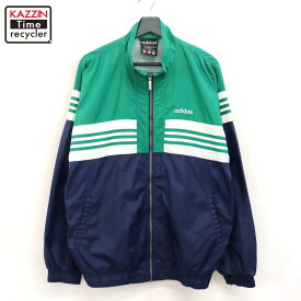 【中古】90s ヴィンテージ アディダス adidas 胸刺繍 ナイロンジャケット 古着 メンズ 表記Lサイズ マルチカラー