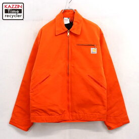 【中古】00s カーハート Carhartt デトロイト ダック ジャケット 古着 メンズ 表記M TALLサイズ オレンジ