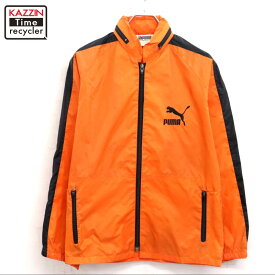 【中古】70s ヴィンテージ プーマ PUMA ナイロンジャケット 古着 メンズ 表記Mサイズ オレンジ