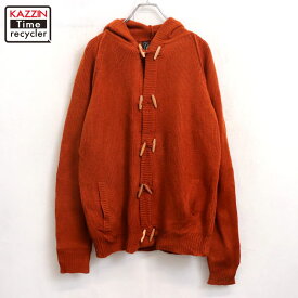 【中古】80s ヴィンテージ GARY REED アクリル ダッフル ニットセーター 古着 メンズ 表記XLサイズ オレンジ