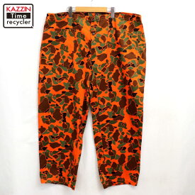 【中古】80s ヴィンテージ ハンティングカモ イージーパンツ 古着 メンズ オレンジ