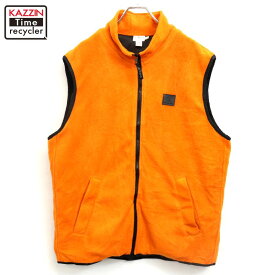 【中古】90s ヴィンテージ カルバンクライン Calvin Klein フリース ベスト 古着 メンズ 表記Lサイズ オレンジ