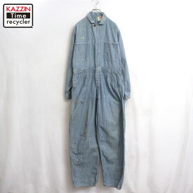 【中古】60s ヴィンテージ UNIVERSAL OVERALL ヘリンボーン つなぎ 古着 メンズ 表記42サイズ ライトブルー