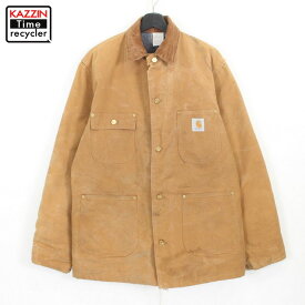 80s USA製 カーハート Carhartt ミシガンチョアコート 裏地ブランケット ダック カバーオール 古着 ★ メンズ XLサイズ相当 ビッグサイズ オーバーサイズ ブラウン