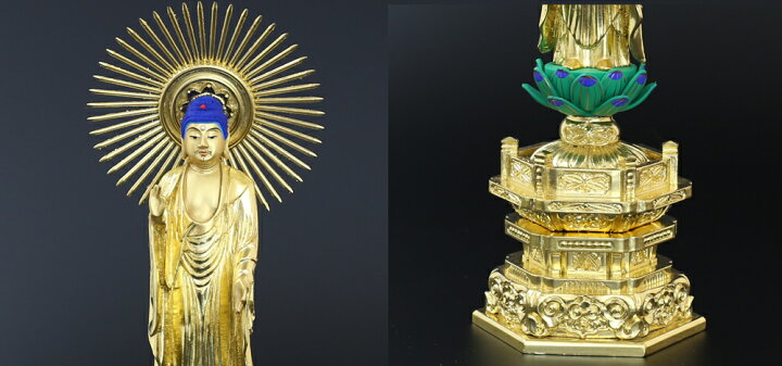 楽天市場】【全品ポイントアップ】 仏像 中七肌粉 六角台座 東立弥陀 