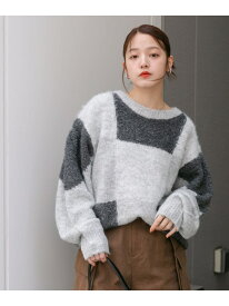 【SALE／50%OFF】ブロックチェックニット KBF ケービーエフ トップス ニット ホワイト ベージュ グレー【RBA_E】【送料無料】[Rakuten Fashion]