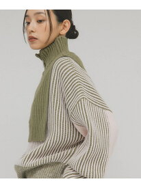 レイヤードハーフZIPニット KBF ケービーエフ トップス ニット ブラック ブルー グリーン【送料無料】[Rakuten Fashion]