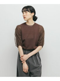 【SALE／50%OFF】チュールスリーブニット KBF ケービーエフ トップス ニット ベージュ ブラウン ネイビー【RBA_E】[Rakuten Fashion]