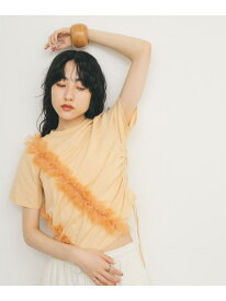 【SALE／50%OFF】シャーリングフリルTEE KBF ケービーエフ トップス カットソー・Tシャツ ホワイト【RBA_E】[Rakuten Fashion]