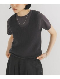 コットンミニマルニットベスト KBF ケービーエフ トップス ベスト・ジレ グレー ホワイト ピンク【送料無料】[Rakuten Fashion]